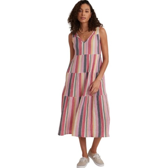 Marine Layer Dresses & Skirts - Marine Layer Womens Corinne Maxi Dress Sleeveless V Neck Multi Stripe Small